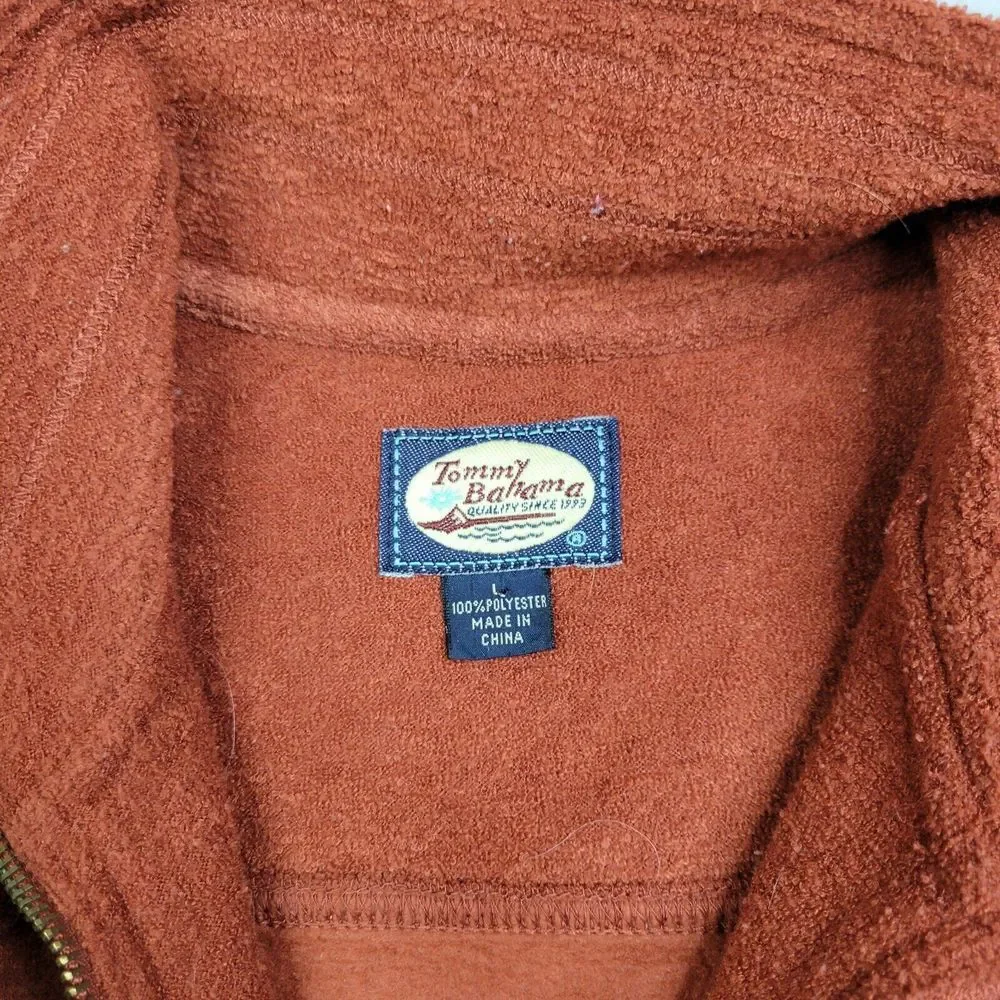 Tommy Bahama Sweater Men Large Mock 1/4 Zip Sweatshirt Heavy Terry Towel Vintage